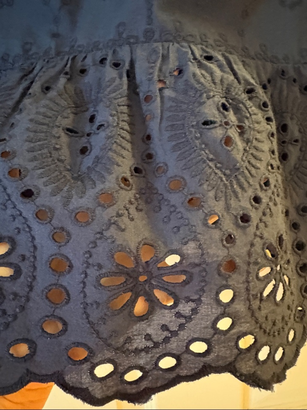 LOFT Navy Eyelet Peplum Blouse - Picture 2 of 4